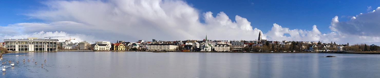 reykjavik iceland city center centre panoramic iphone blue sky skyline paul reiffer bts lake frozen