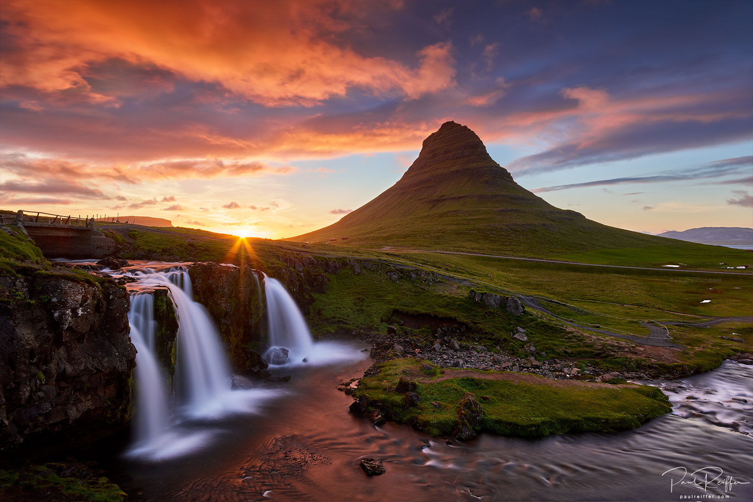 Kirkjufellsfoss Kirkjufell Iceland Mountain Waterfall Midnight Sun Summer 2017 Paul Reiffer June Long Exposure Sunset Copyright