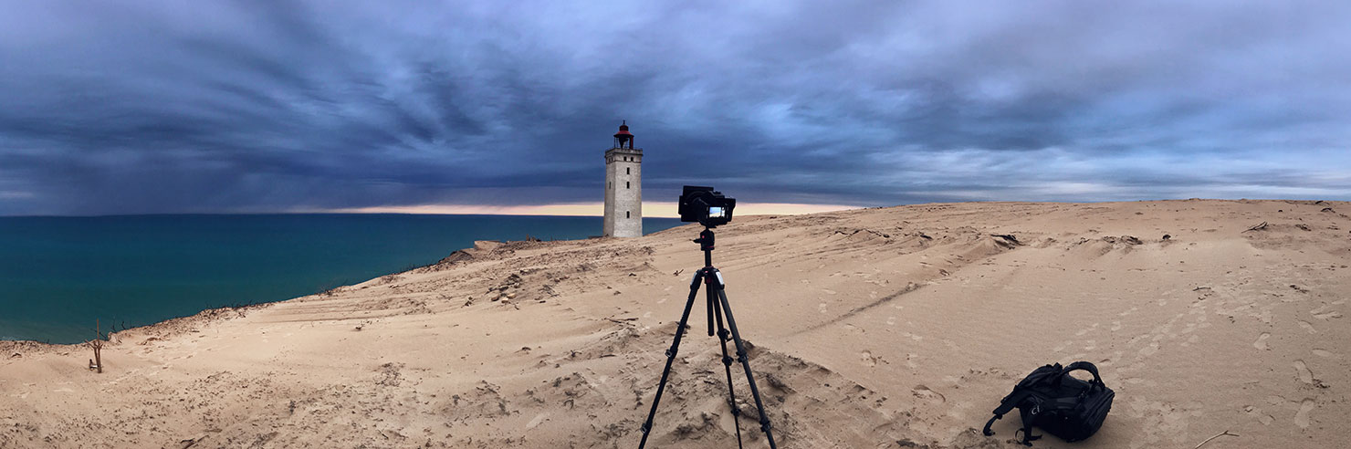 Panoramic First Night Lokken Trip Planning Arrival Weather Rubjerg Knude Lighthouse BTS Camera Phase One Paul Reiffer Photographer iPhone Dunes Wind
