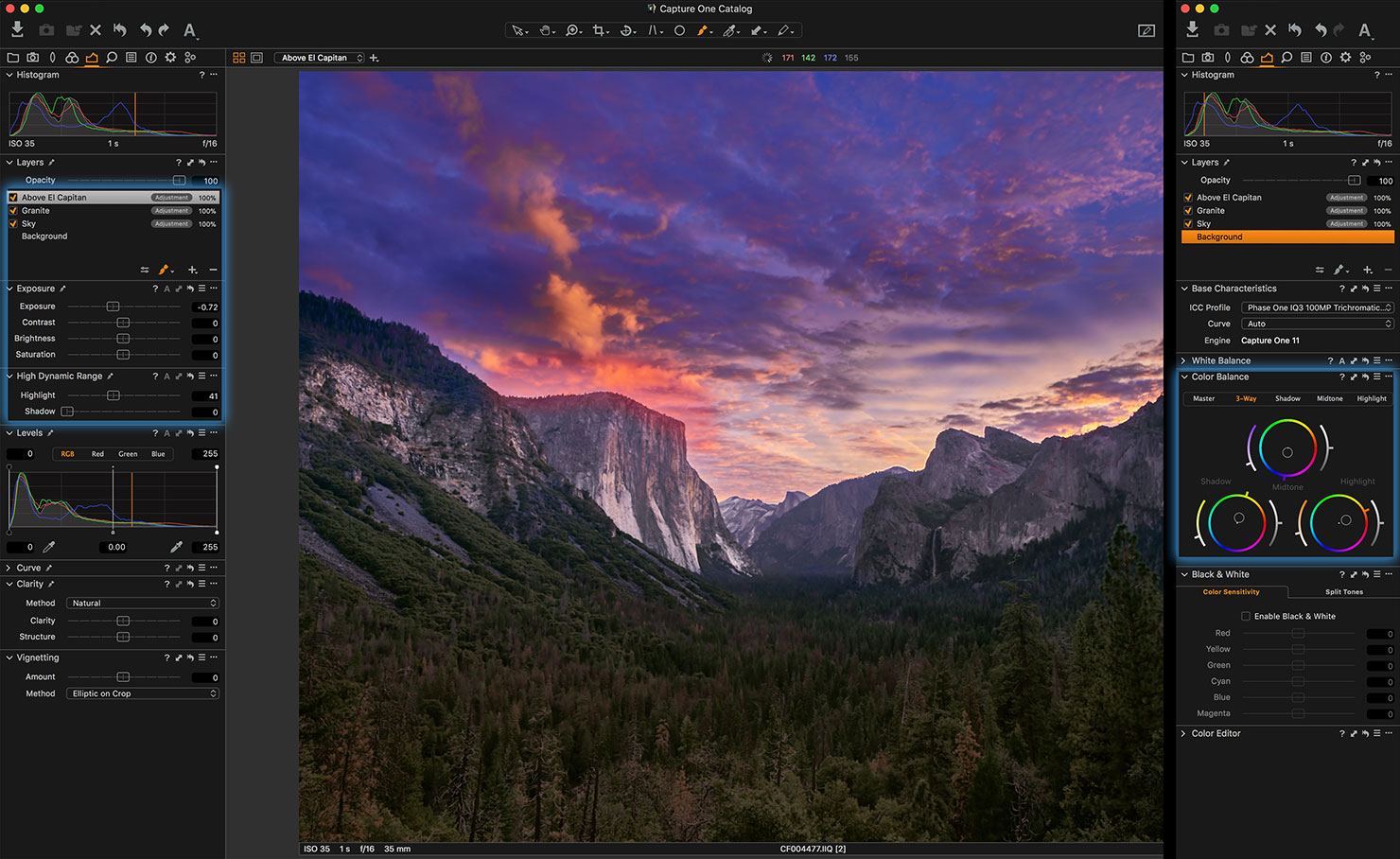 15 Above El Cap Background Colour Balance Capture One Pro Guide Phase One How To Layers Advanced Teaching Paul Reiffer Photographer Edit