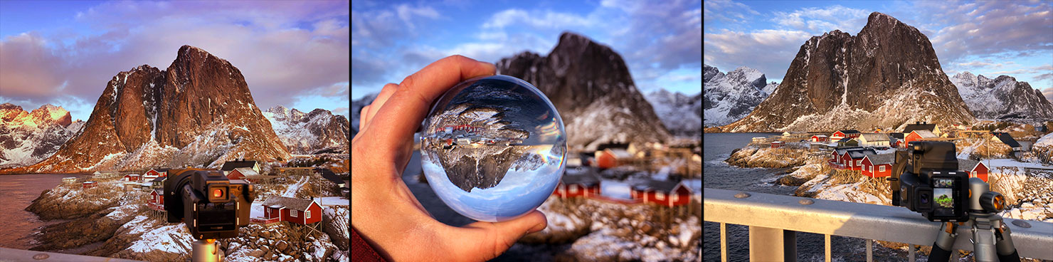 BTS Lofoten Sphere Ball Glass Hamnoy Fisherman Cottages Red Buildings Paul Reiffer Workshop Tour Luxury Bespoke Photography