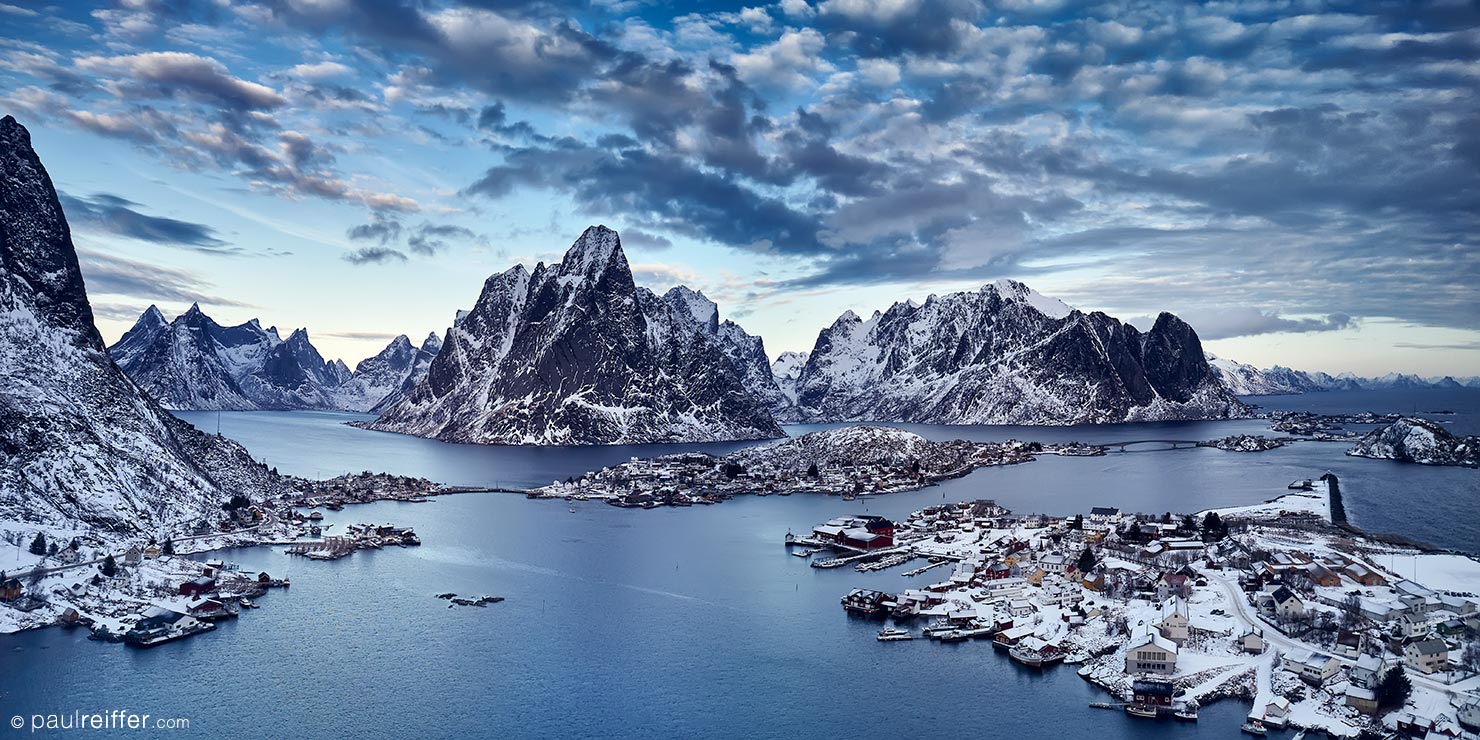 Lofoten Drone Shot Islands Snow Copyright Paul Reiffer Photographer Norway North Arctic