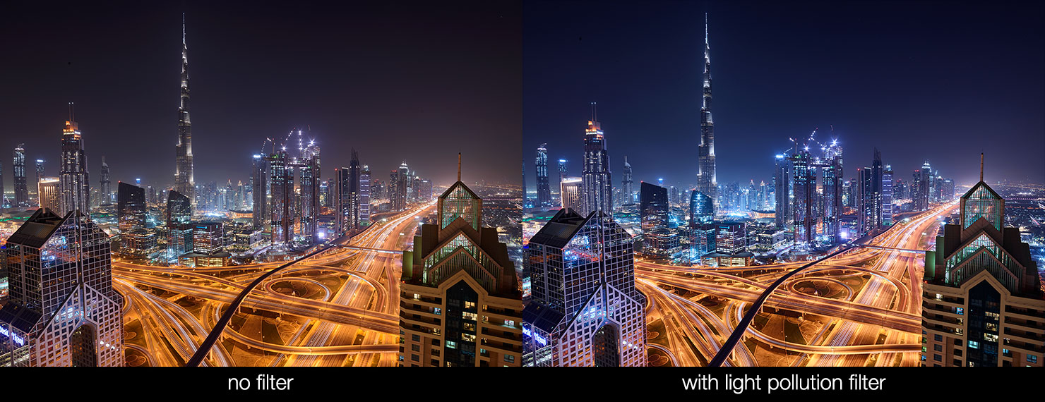 Dubai Burj Al Arab Comparison Light Pollution Nisi Natural Night Astroklar Rollei Filter Paul Reiffer raw no