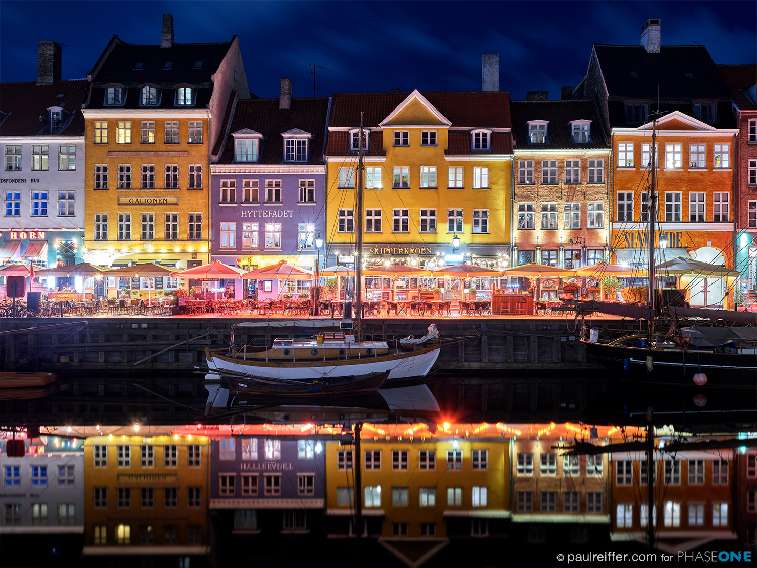 Nyhavn night Paul Reiffer Phase One iQ4 Launch Test Images XF 150MP 151 Megapixels Sample Images Hero Shot Copenhagen Harbour New Waterfront