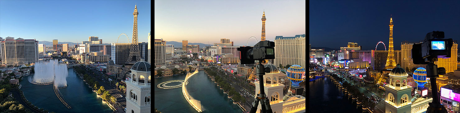 BTS 1 Las Vegas Strip Photographing Fountains Bellagio Phase One IQ3 100MP Trichromatic Paul Reiffer Photographer Professional Night Photography Long Exposure Golden Hour Sunset