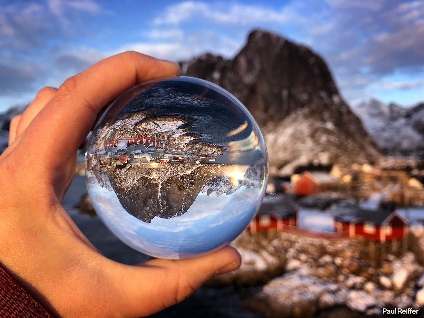 Lofoten Reine Hamnoy Lens Lensball Glass Ball Photography Paul Reiffer Instructions Hand Sunrise Handheld Guide How To Photographer Norway