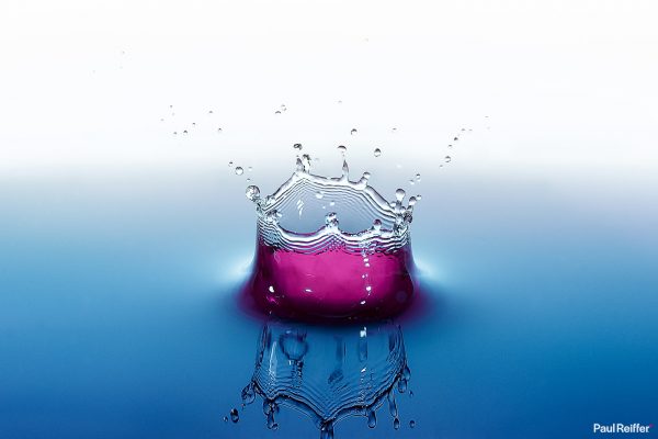 Water Droplets Drop Photography Freeze Flash Close Up Macro Slow Motion Paul Reiffer Pink Blue Crown Neat Symmetry