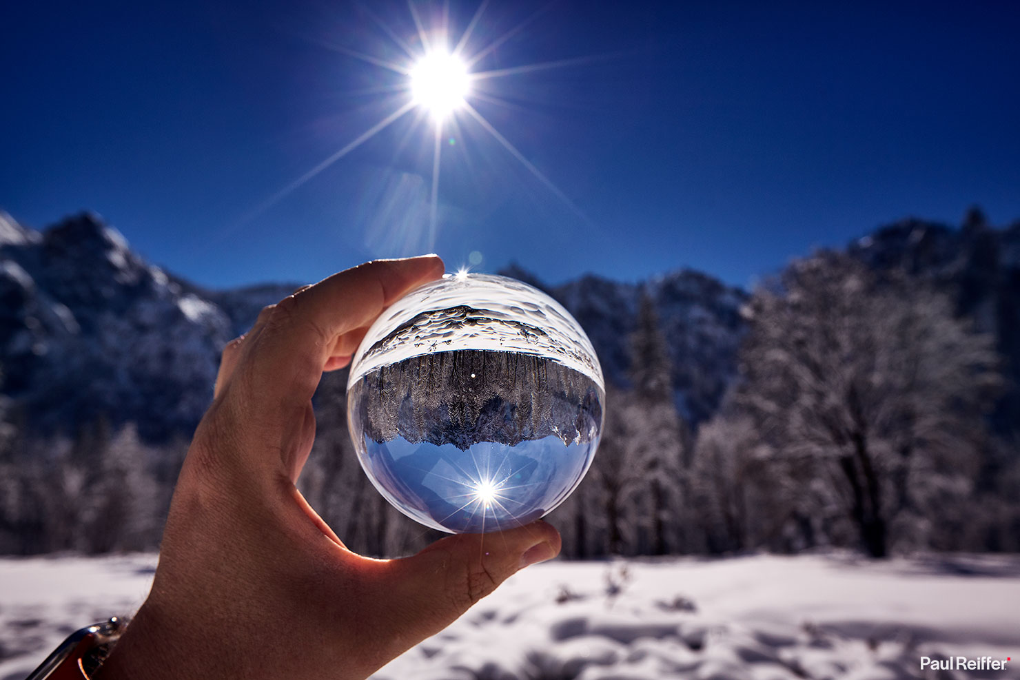 Lensball Yosemite National Park Meadow Winter Snow Paul Reiffer Sphere Fisheye Lens Ball Rollei Tiny Planet World Photography