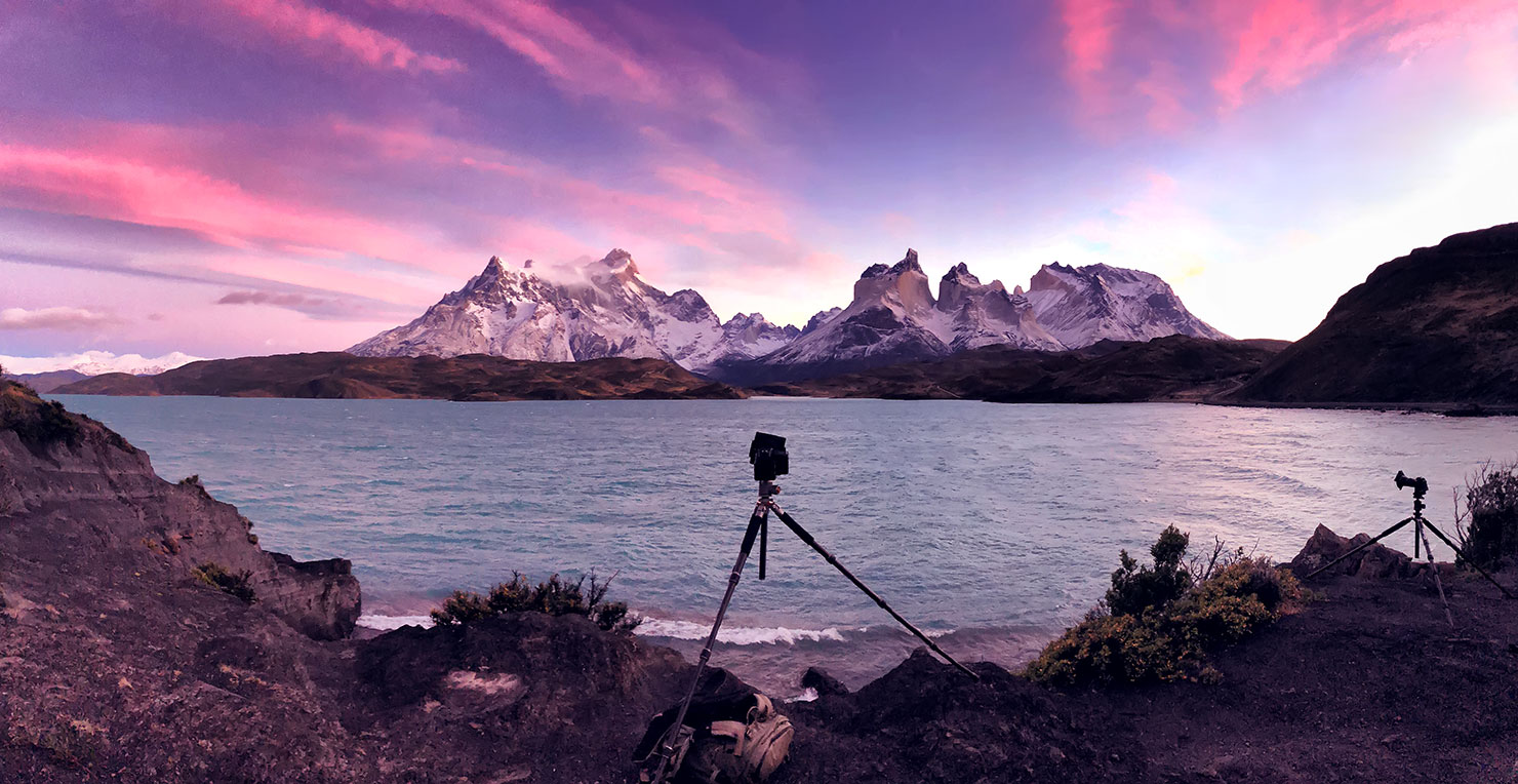 BTS Sunrise Torres Del Paine Lake Pehoe Base Hill Water Torres Del Paine Cerro Grande Rollei Phase One XF IQ3 Paul Reiffer Photographer
