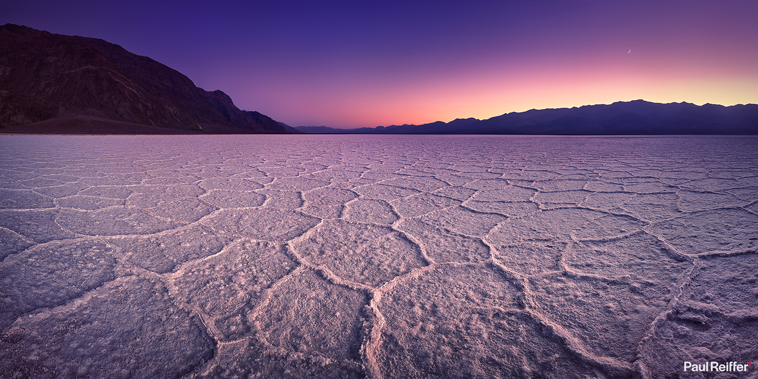 Death Valley Hexagons Floor Badwater Basin Below Sea Level Salt Flats Evaporated Paul Reiffer Private One Luxury Workshops Tuition Photography National Park Panoramic Sunset