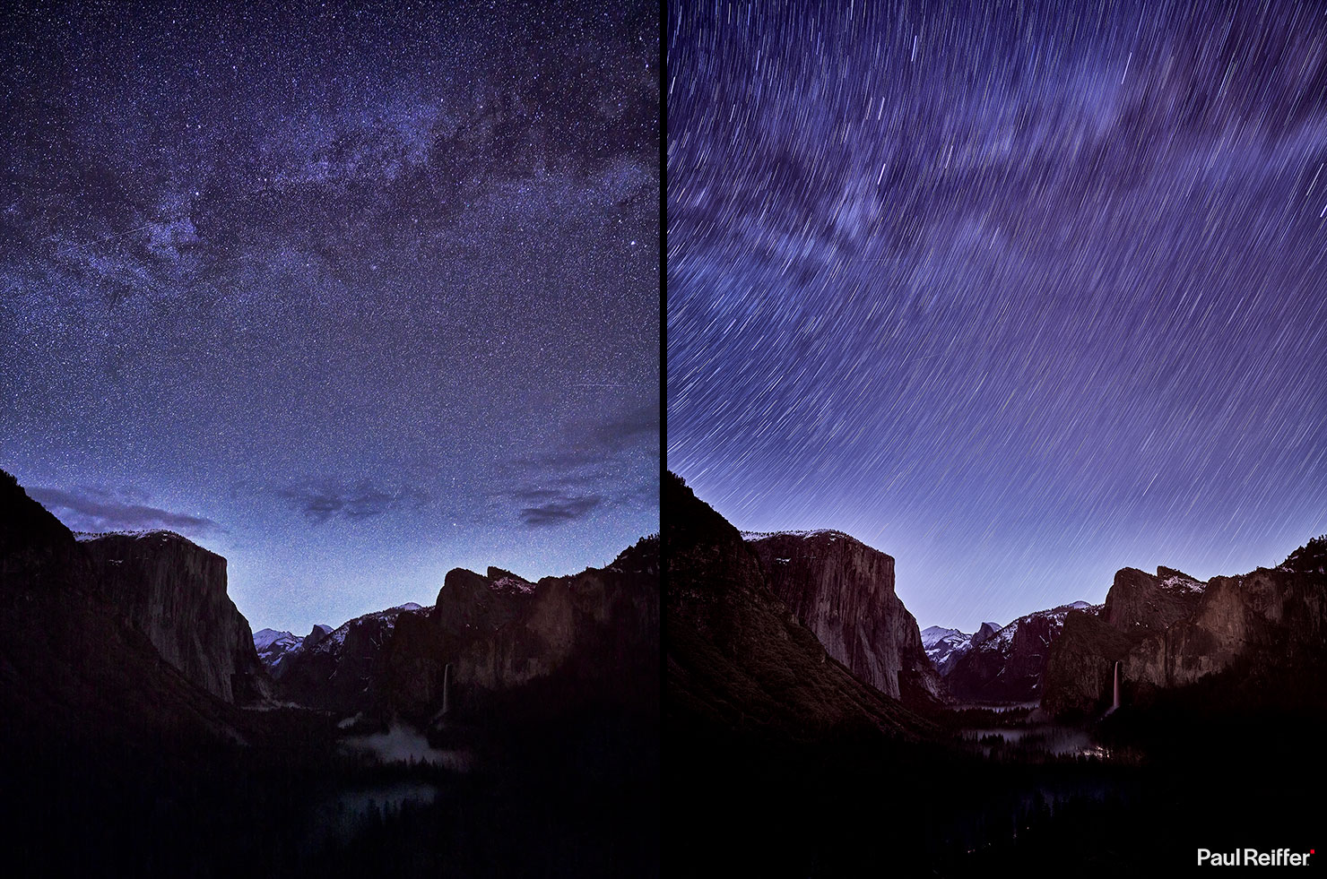 Yosemite Valley Milky Way Phase One Medium Format IQ4 150MP Stars Night Sky Galaxy High ISO Trails Tunnel View Comparison Paul Reiffer
