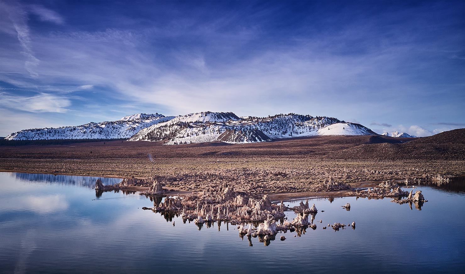 BTS Mono Lake South Tufa Aerial Image Rene Daniel Dorn Copyright Mountains Rock Formations Still Reflections From Above