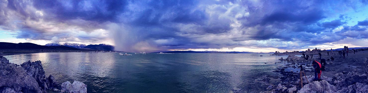 BTS Pano iPhone Mono Lake Storm Photographers Landscape Long Exposure Paul Reiffer Workshops Clouds Mountains Blue