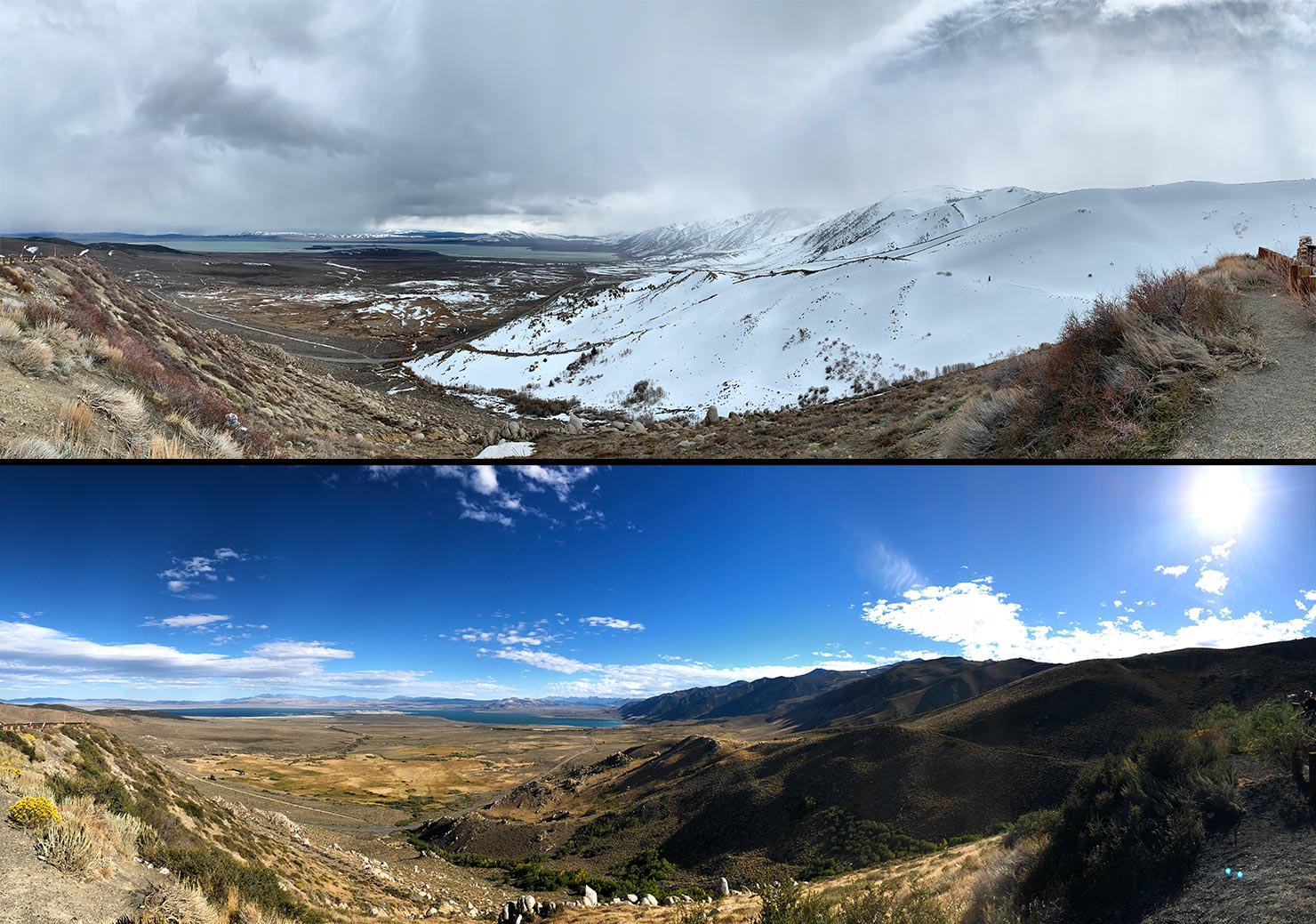 BTS iPhone Panorama Lookout Point Mono Lake Tufa Comparison Winter Summer California Compare View VS Side Side Paul Reiffer