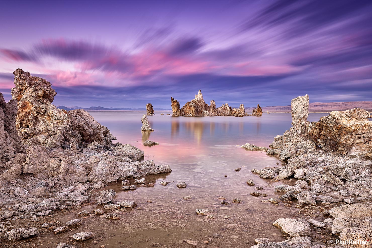 Mono Lake Sunset Island South Tufa Rock Formations Pink Sky Paul Reiffer Photographer Phase One Filters GND ND Graduated Neutral Density How To Water Reflections