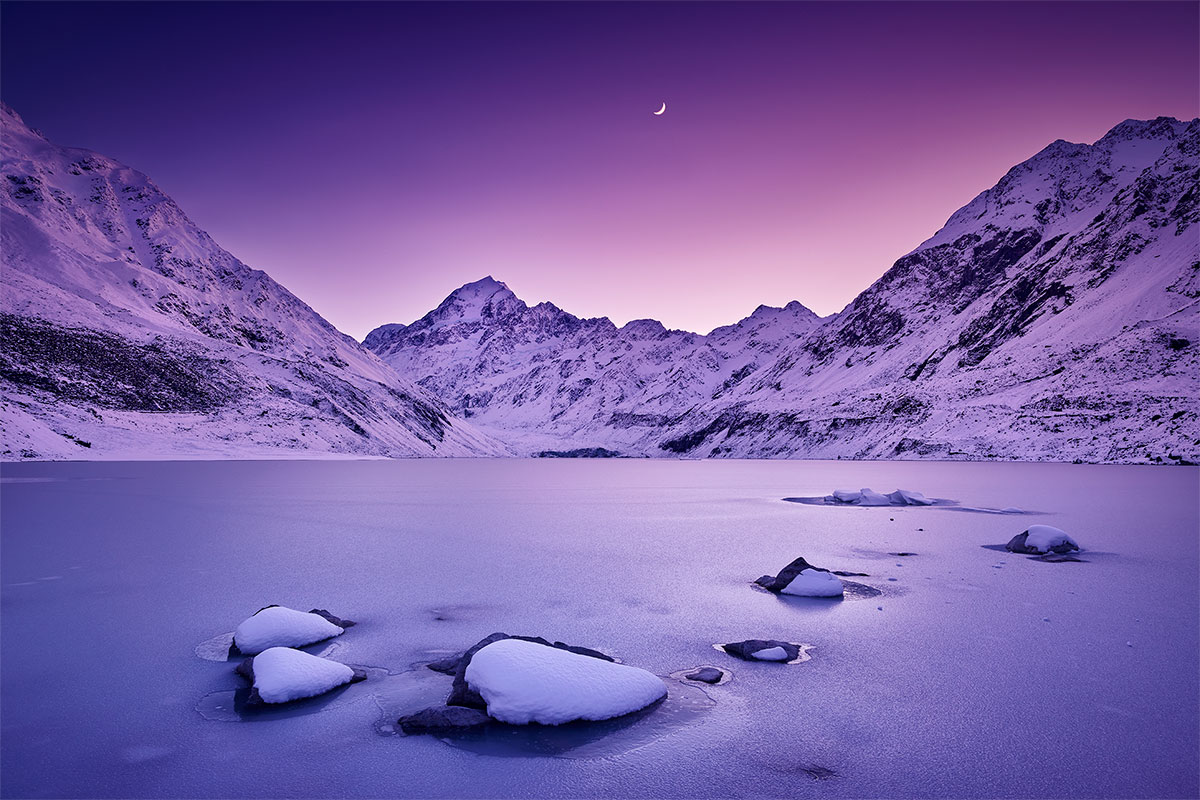Paul Reiffer New Zealand South Island North Photography Workshop Locations Aoraki Mount Cook Hooker Lake Glacier Winter Frozen