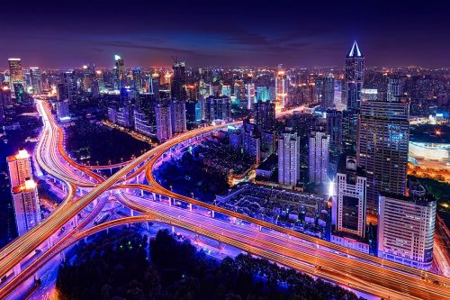 Paul Reiffer Shanghai China Photography Workshop Locations Rooftopping Rooftops Shooting Freeways LED Blue Lights Traffic Trails Skyscrapers