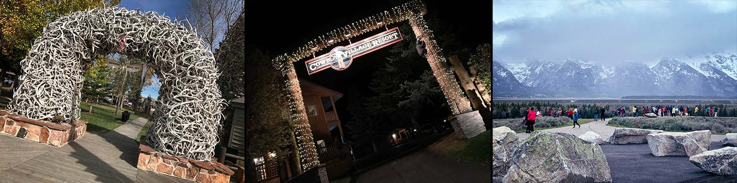 BTS Entrance Jackson Hole Town Square Cowboy Village Chinese Tour Buses Paul Reiffer Photographer