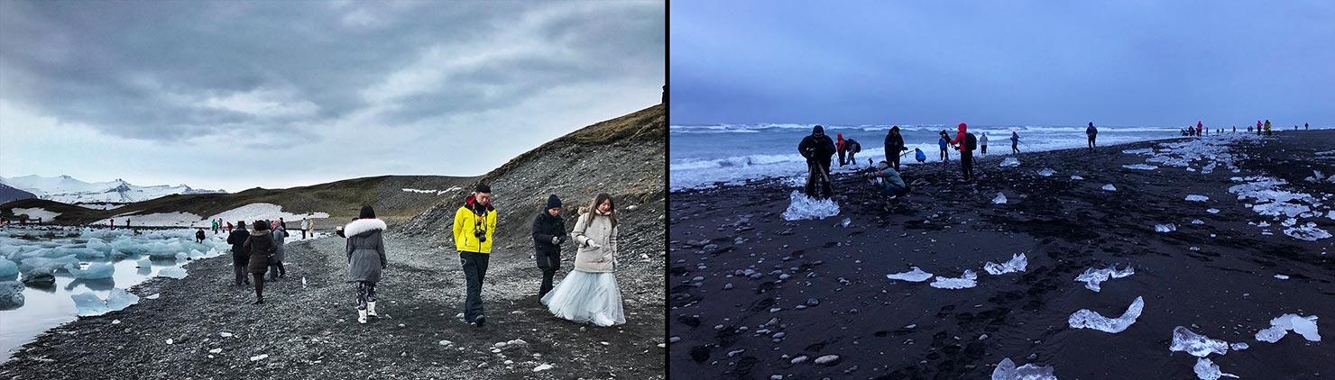 Iceland Jokulsarlon Crowds Diamon Beach Chinese Wedding Photo Shoots Photographers Too Many Ruining Locations Scenery Busy Crazy Icebergs Floating Lake Glacier