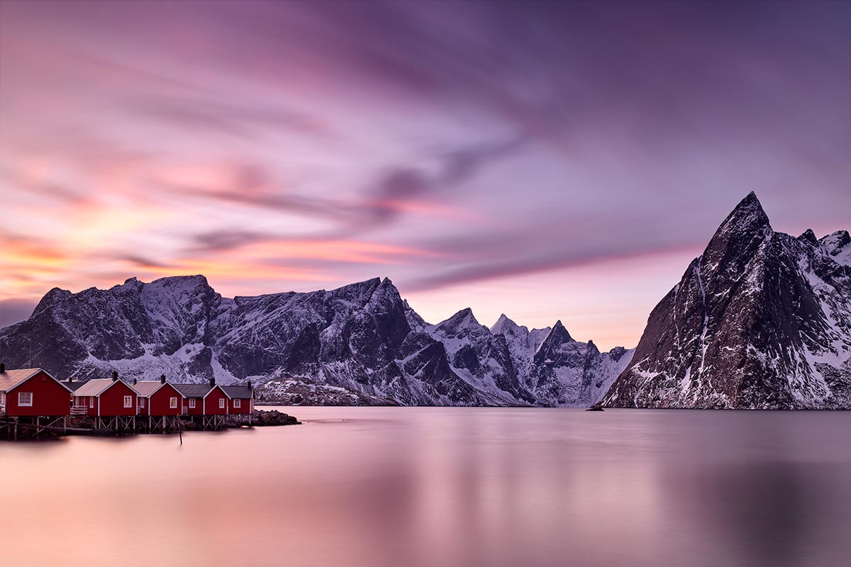 Paul Reiffer Lofoten Reine Norway Arctic Circle Northern Lights Luxury Private Photography Workshop Tour Locations Photo Cottages Fjord Lofoten Sunset