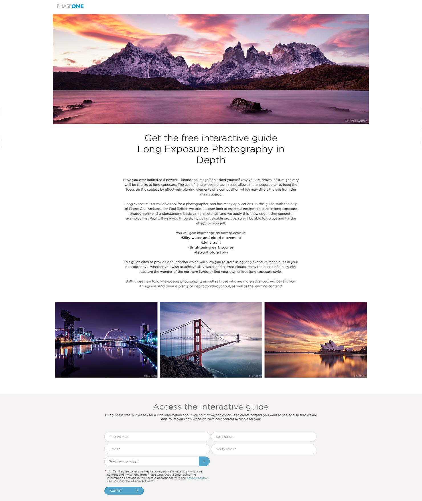 email from sign up long expo intro exposure preview page paul reiffer phase one long exposure guide free ebook interactive lessons video download photography landscape