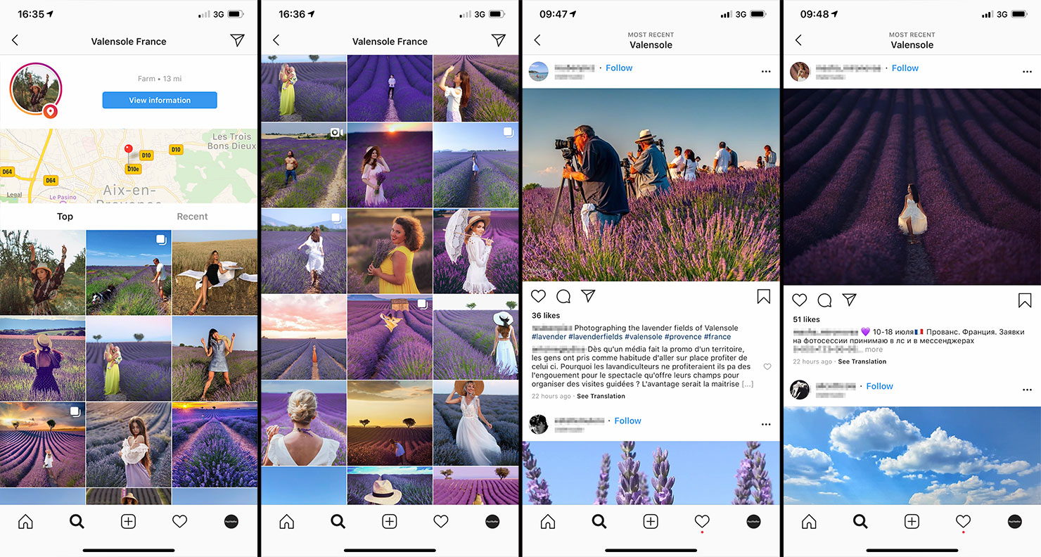 instagram influencers bad selfish narcissism lavender fields valensole provence ruining ruined photographers crowds posing iphone