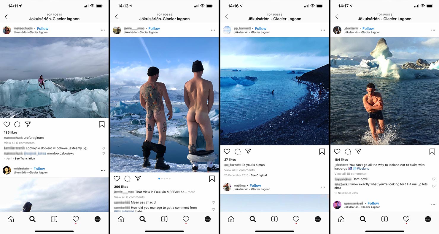 jokulsarlon influencers ignoring safety dangerous selfish narcissism iceland icebergs glacier selfies travel swimming naked nude prank