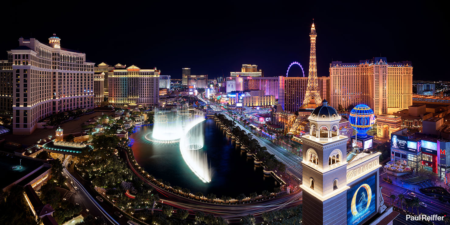 Las Vegas Strip Night City View Cityscape 151MP High Resolution Phase One Medium Format Camera Comparison Detail Paul Reiffer Professional Photographer