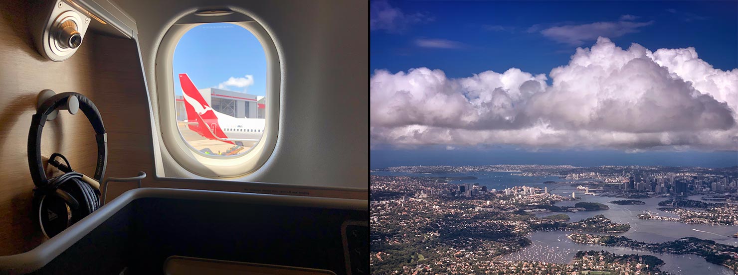 Arriving Into Sydney Air Airplane Window Aircraft Qantas Harbour View Aerial Clouds Opera House Paul Reiffer iPhone Photography