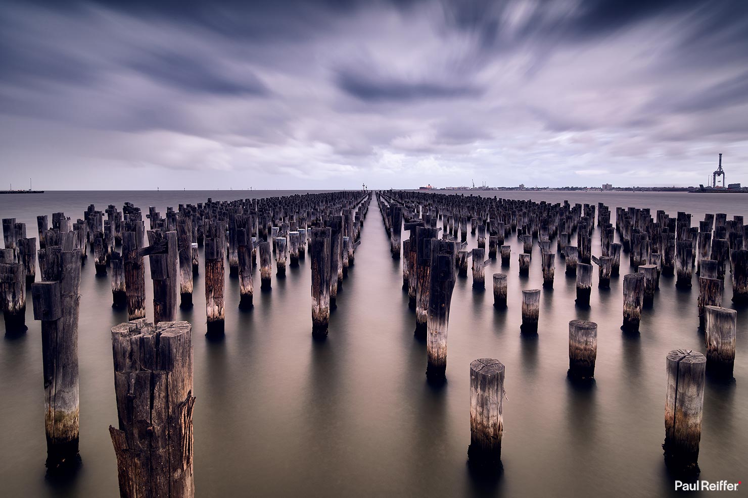 Port Melbourne Old Jetty Princes Pier Long Exposure Wooden Pillars Australia South Paul Reiffer Commercial Travel Destination City Photographer Phase One Landscape