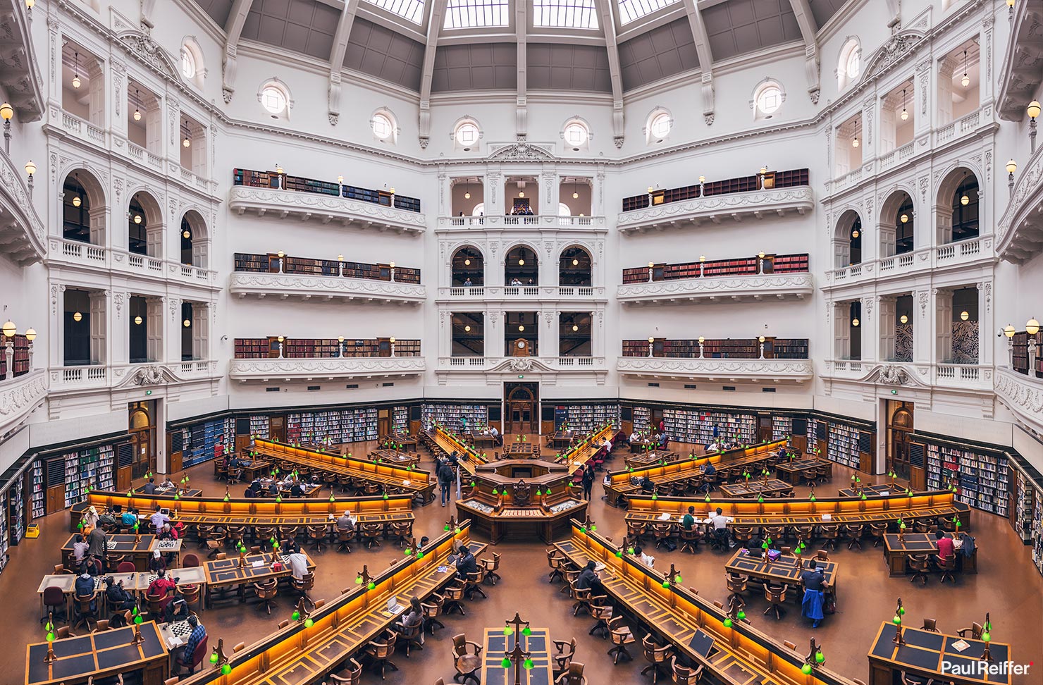 State Library Victoria Inside Interior Reading Room Dome Gallery Melbourne Books Paul Reiffer Wide Landscape Angle