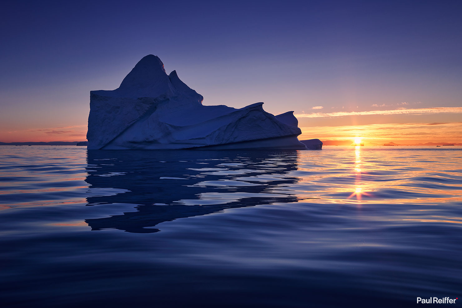 Greenland Icebergs Photography Ilulissat Glacier Disko Bay Midnight Sun Iceberg Silhouette Sunflare Paul Reiffer Photographer Professional Landscape Phase One Medium Format Travel Arctic