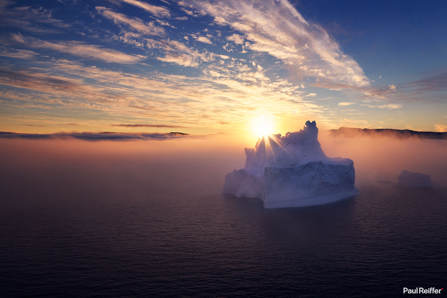 Greenland Icebergs Photography Photographing Ilulissat Glacier Disko Bay Sunflare Plane Sunrise View Aerial Iceberg Paul Reiffer Photographer Professional Landscape Commercial Travel Arctic