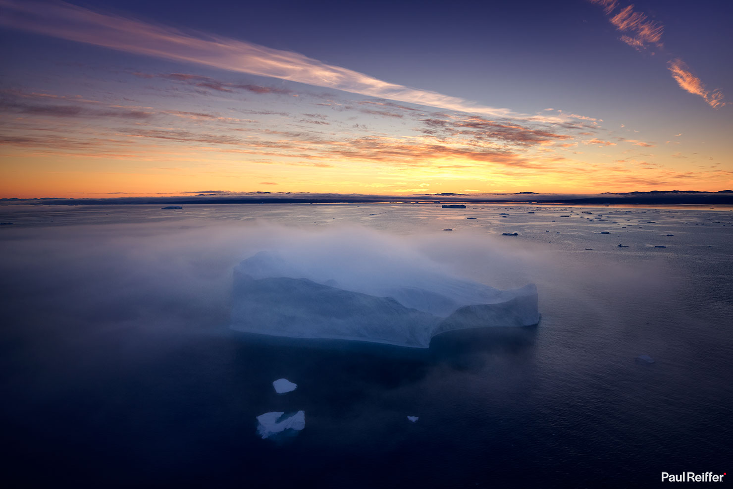 Greenland Icebergs Photography Photographing Ilulissat Glacier Disko Bay Sunrise Aerial Plane Iceberg Mist Ocean Paul Reiffer Photographer Professional Landscape Commercial Travel Arctic