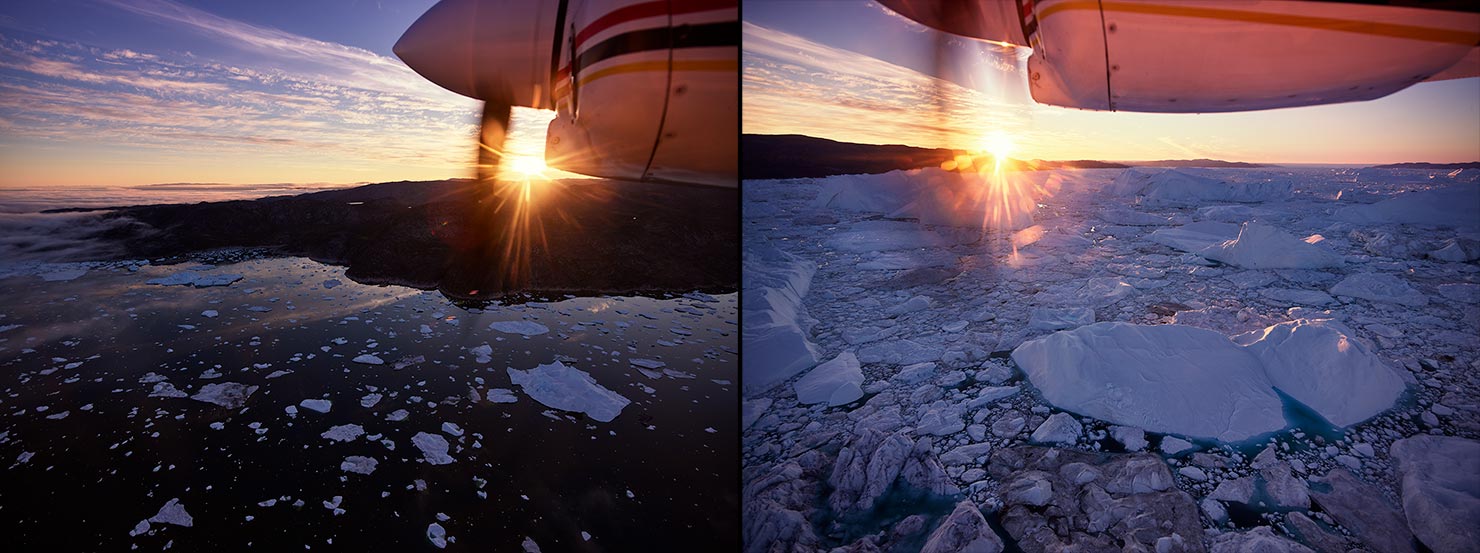 Greenland Icebergs Photography Photographing Midnight Sun Ilulissat Disko Bay Glacier Plane Propeller Sunrise Paul Reiffer Photographer Professional Landscape Commercial Phase One Medium Format
