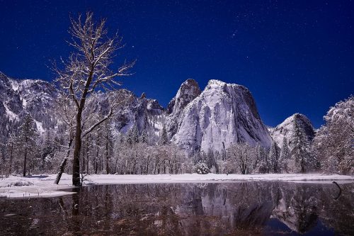 Paul Reiffer Cathedral Rocks Winter Valley Stars Astro Night Astrophotography Reflection Mirror Snow Yosemite Valley Winter National Park Photographic Workshops Location California