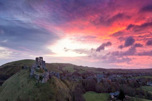 Paul Reiffer Dorset Wiltshire Photographic Workshops Landscape Location UK Corfe Castle Hill Wareham Morning Mist Ruins Sunrise Photography Private Luxury All Inclusive Photo Phase One