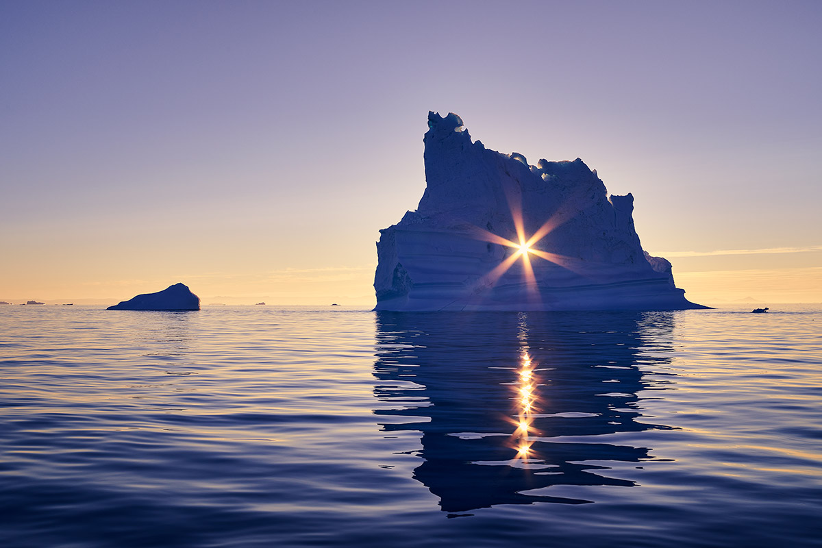 Paul Reiffer Greenland Iceberg Photography Workshops Landscape Location Expedition Glacier Ice Boat Sunset Sun Flare Hole Ocean Ilulissat Private Luxury All Inclusive Photo Phase One