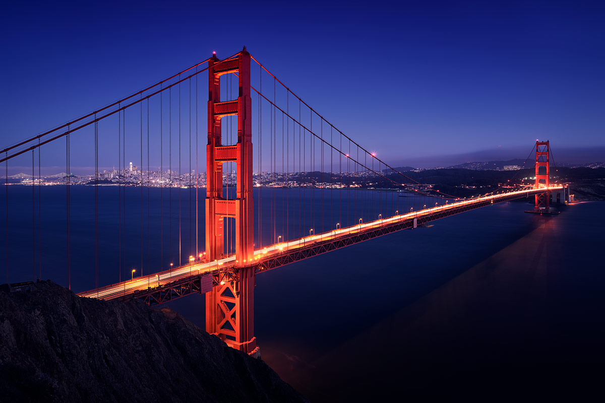Paul Reiffer San Francisco California Photographic Workshops Landscape Location USA Golden Gate Bridge Blue Hour Night Traffic City Cityscape Long Exposure Private Luxury All Inclusive Photo