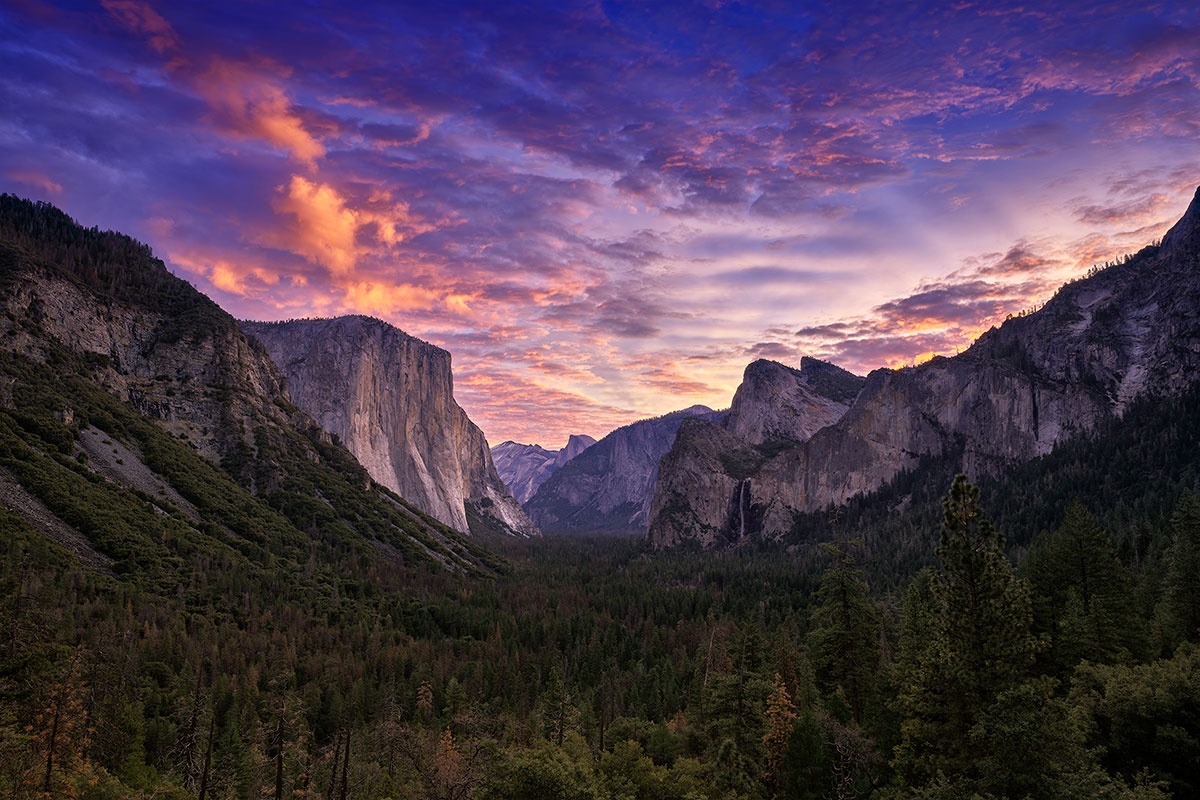 Paul Reiffer Tunnel View Sunrise Clouds Summer Forest Trees Panoramic Half Dome El Capitan Yosemite National Park Photographic Workshops Location California