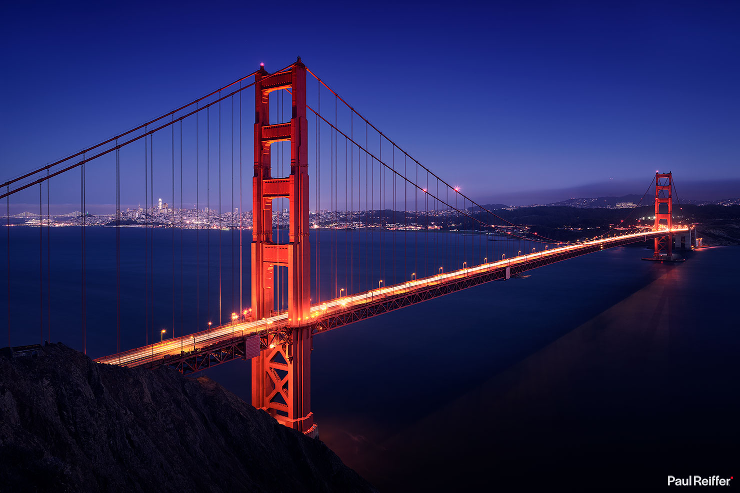 San Francisco Golden Gate Bridge Night City Cityscape Light Trails Paul Reiffer Commercial Destination Photographer Phase One High Resolution Medium Format