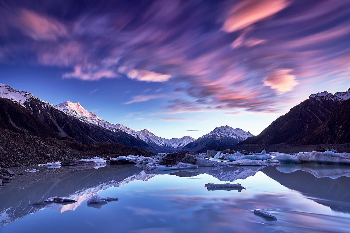 Paul Reiffer Ultimate Round The World Photo Photography Workshop Tuition Location Private Tour Luxury New Zealand Tasman Glacier Mt Cook Aoraki Iceberg