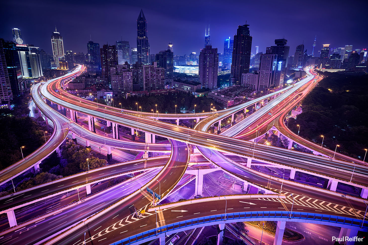 Shanghai Rooftop Cityscape City Skyline Above Aerial Phase One IQ4 150MP 150 Rodenstock 23mm XT Camera Paul Reiffer Night