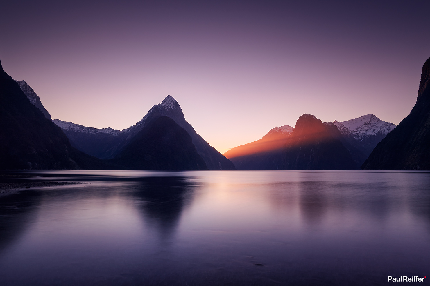 Milford Sound Light Ray Sunset Spring Mitre Peak Fiordland Te Anau Downs Doubtful Paul Reiffer Photographer Landscape Long Exposure