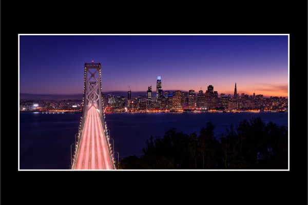 product Approach San Francisco Bay Bridge Skyline Cityscape Salesforce Coit Tower Treasure Island Yerba Buena Night Lights Traffic buy limited edition print paul reiffer photograph photography