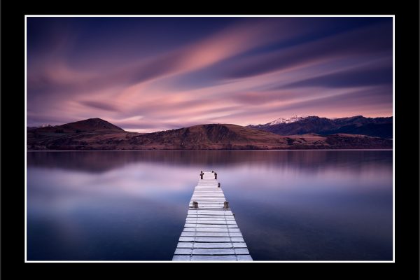 product picture Patience Lake Hayes New Zealand Queenstown Jetty Wooden Pier Long Exposure Calm Rest Mountains Pure buy limited edition print paul reiffer photograph photography