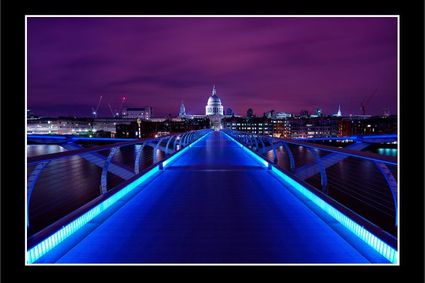 product picture Runway Millennium Bridge London City Cityscape Night Lights St Pauls Cathedral buy limited edition print paul reiffer photograph photography