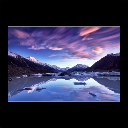 product picture Thaw Winter Sunrise Tasman Lake Glacier Glacial Iceberg Lake Mount Cook New Zealand buy limited edition print paul reiffer photograph photography