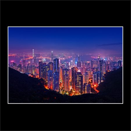 product picture The Cauldron Peak Hong Kong Island Aerial View Cityscape City Night Lights buy limited edition print paul reiffer photograph photography