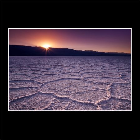 product picture back to the floor death valley salt flats hexagons sun flare badwater sunset buy limited edition print paul reiffer photograph photography